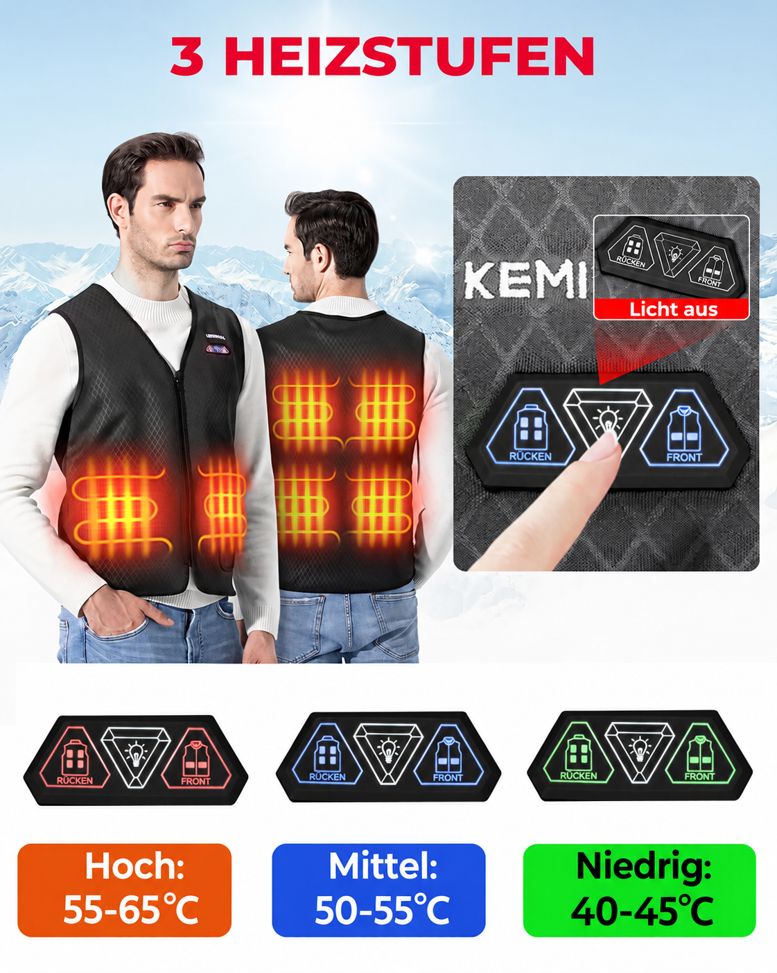 USB Heizweste Damen & Herren – 3 Heizstufen / Minikauf.ch