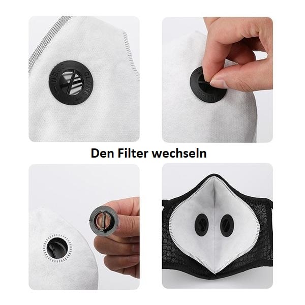 Aktivkohlefilter-Atemschutzmaske, Baumwolle - Minikauf.ch