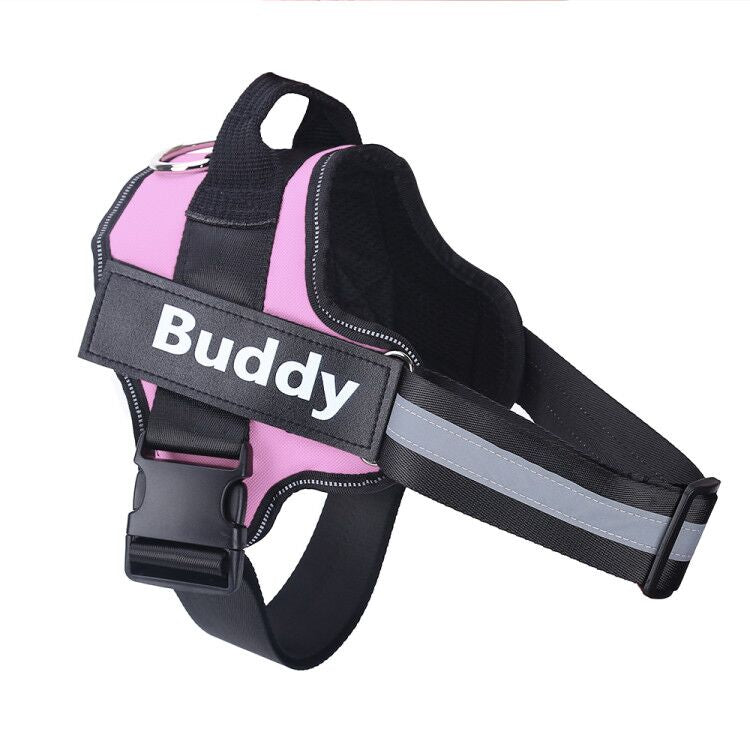 Hundegeschirr personalisiert - reflektierend mit Name & Tel. Nummer, pink / Minikauf.ch