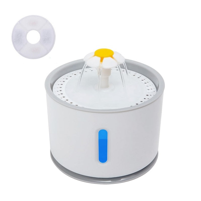 LED Katzenbrunnen, Automatischer Wasserspender aus Plastik, weiss / Minikauf.ch