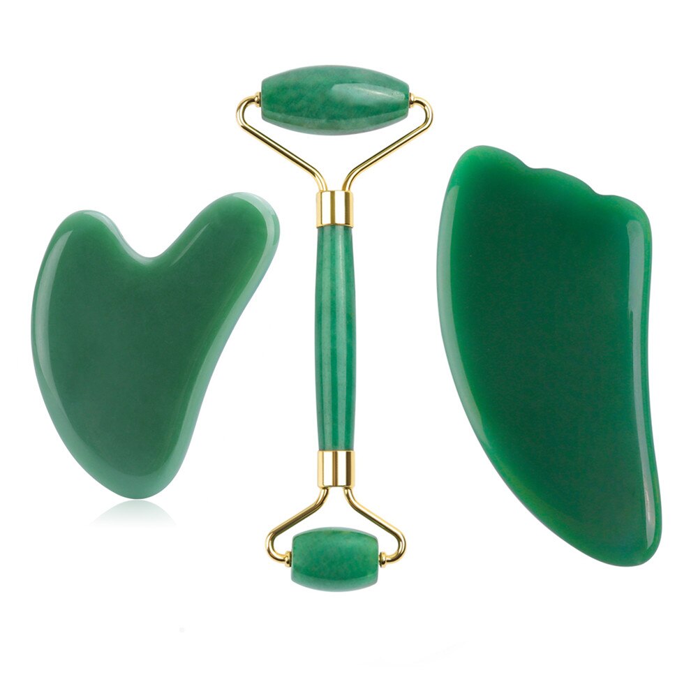 Jade Roller Set aus Rosenquarz grün kaufen im Schweizer Shop / Minikauf.ch