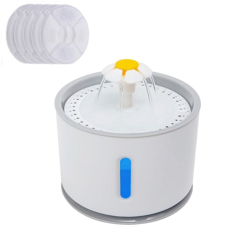 LED Katzenbrunnen, Automatischer Wasserspender aus Plastik, weiss / Minikauf.ch