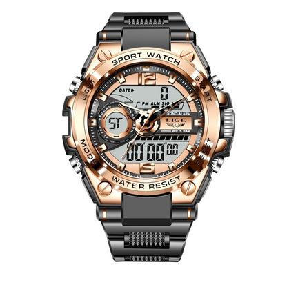Digitale Sport Armbanduhr, schwarz & gold / Minikauf.ch