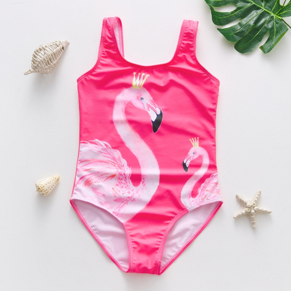 Mädchen Badeanzug für 2-8 Jahre, Flamingo / Minikauf.ch