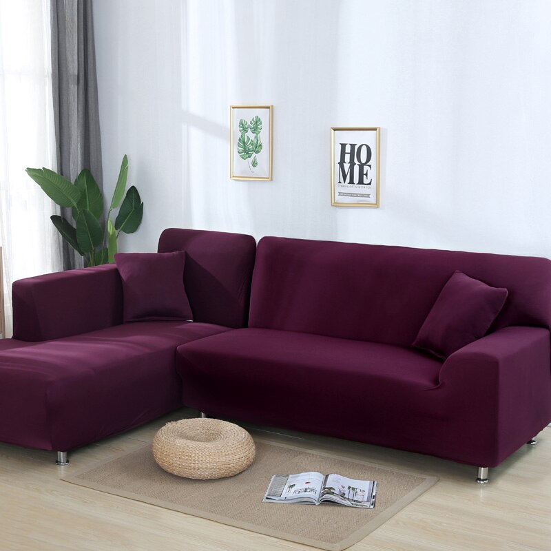 Stretch Sofabezug, einfarbig Bohnenrot / Minikauf.ch