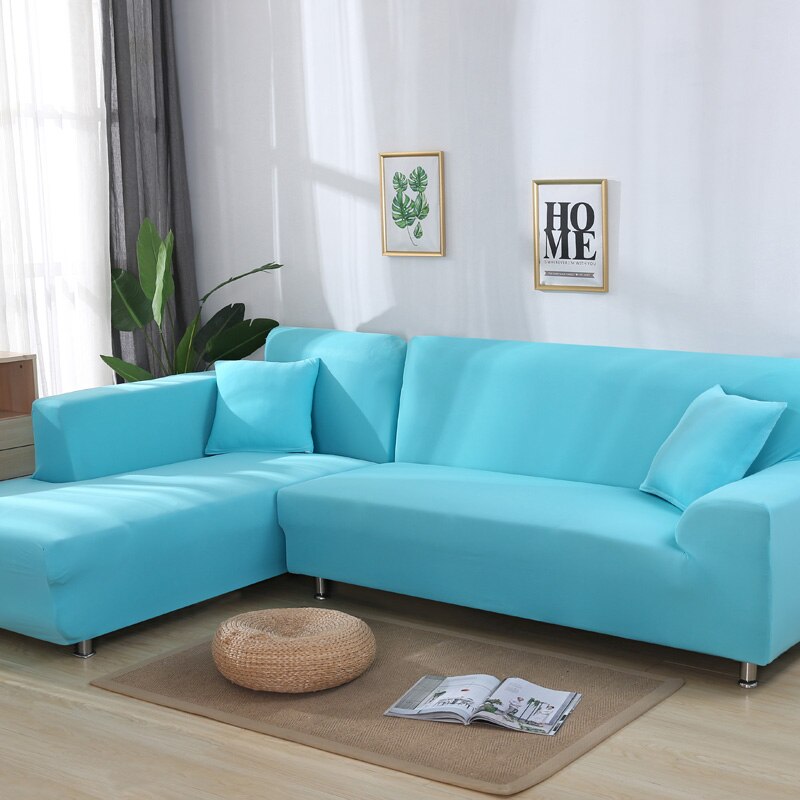 Stretch Sofabezug, einfarbig hellblau / Minikauf.ch