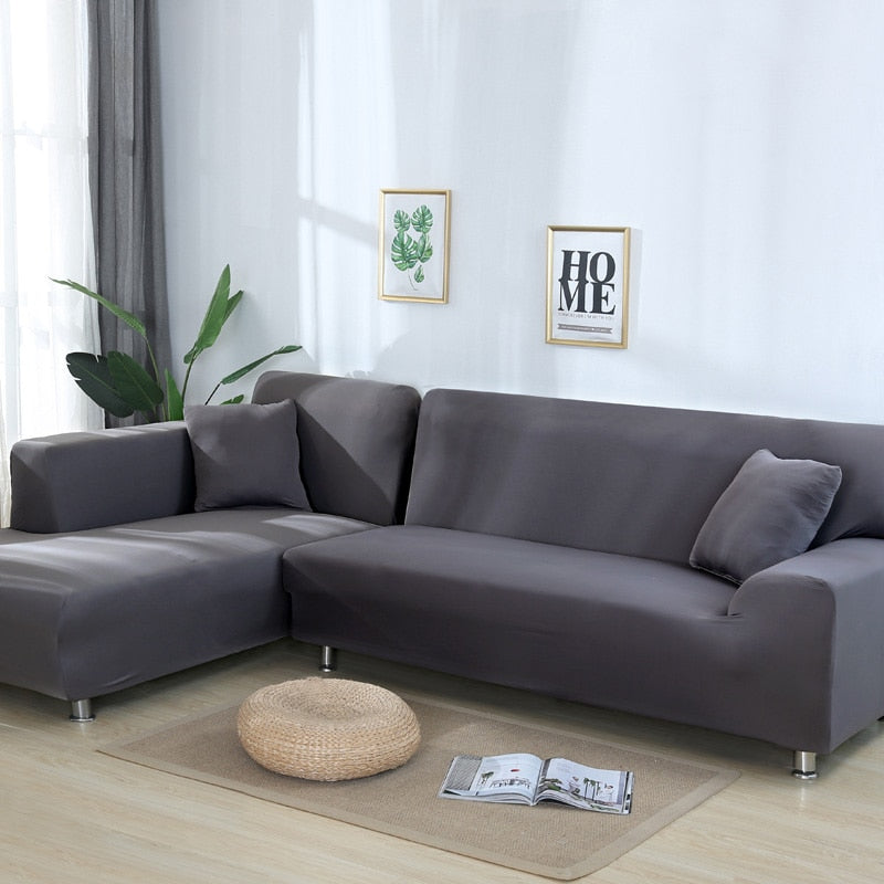 Stretch Sofabezug, einfarbig grau / Minikauf.ch