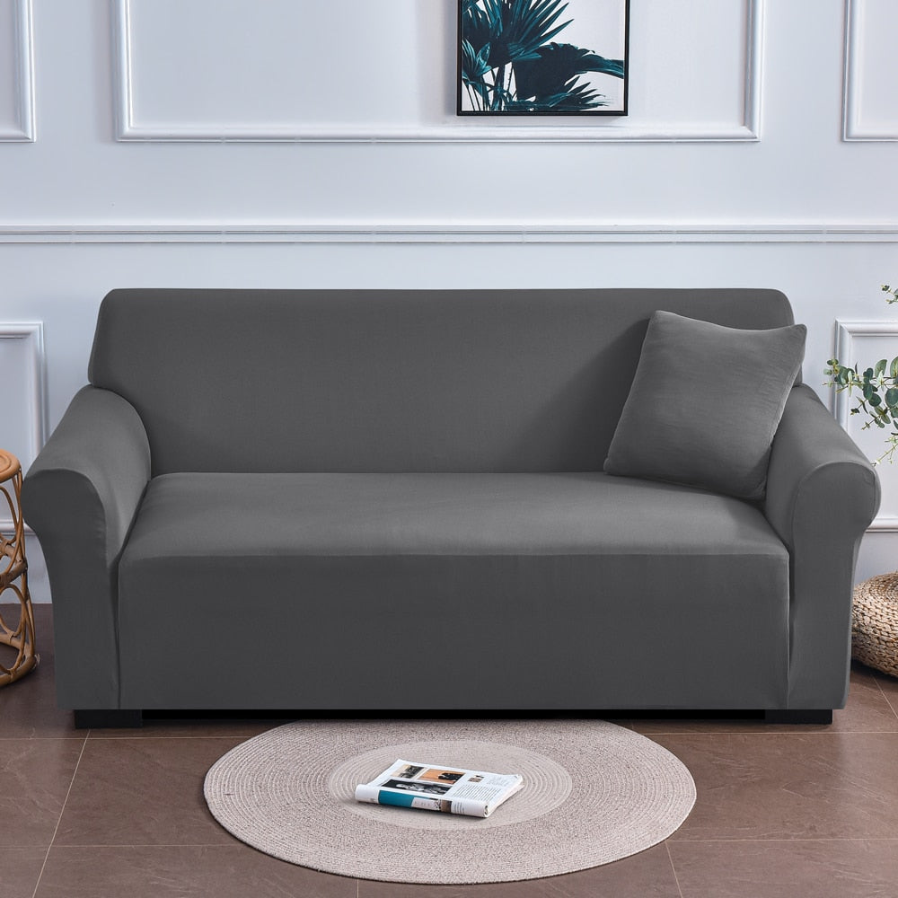 Stretch Sofabezug Deluxe, einfarbig dunkelgrau / Minikauf.ch