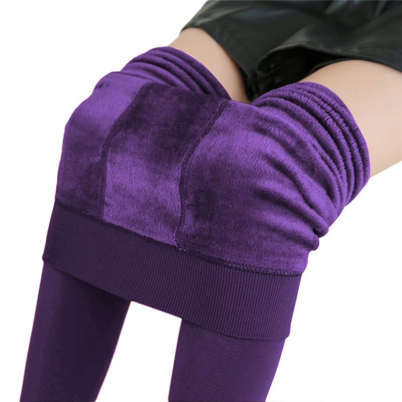 Flauschige Stretch Leggins, einfarbig violett / Minikauf.ch