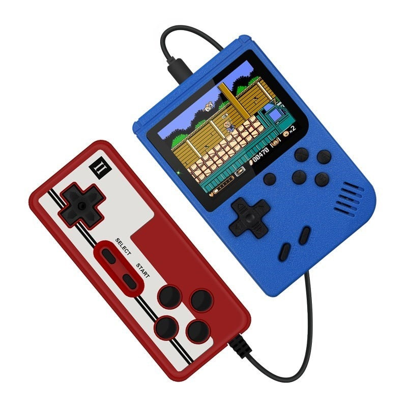 Mini Spielekonsole 3,0" Display mit 400 Spiele, blau mit Gamepad / Minikauf.ch