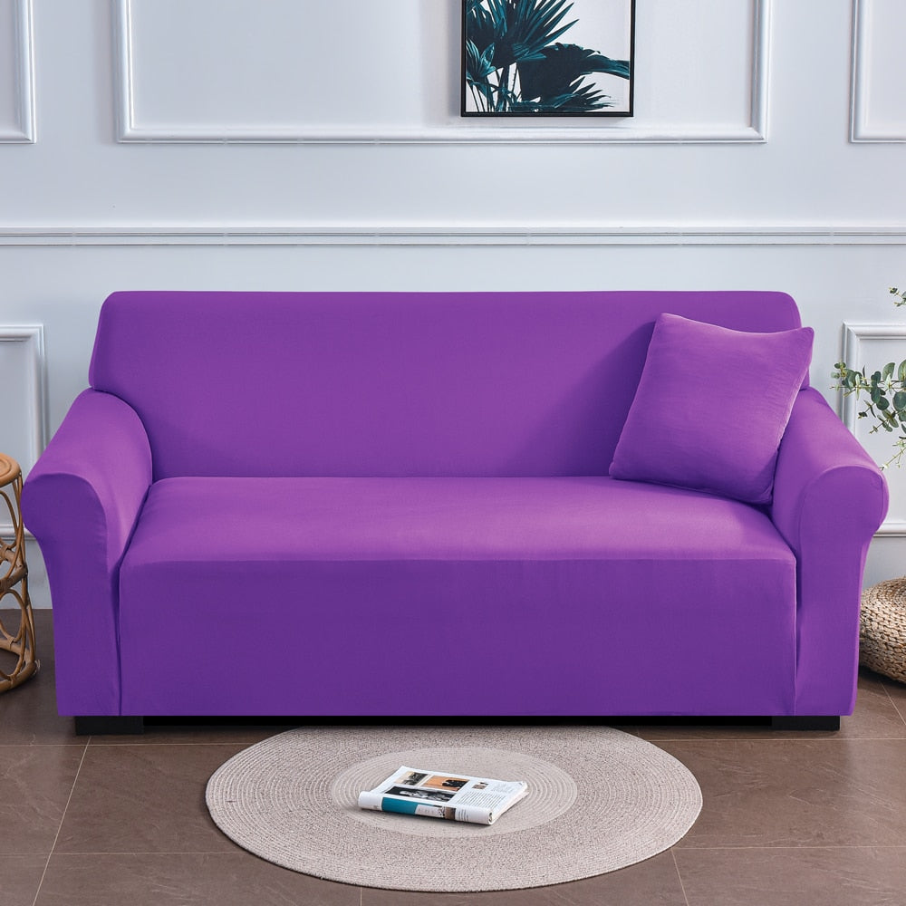 Stretch Sofabezug Deluxe, einfarbig Violett / Minikauf.ch