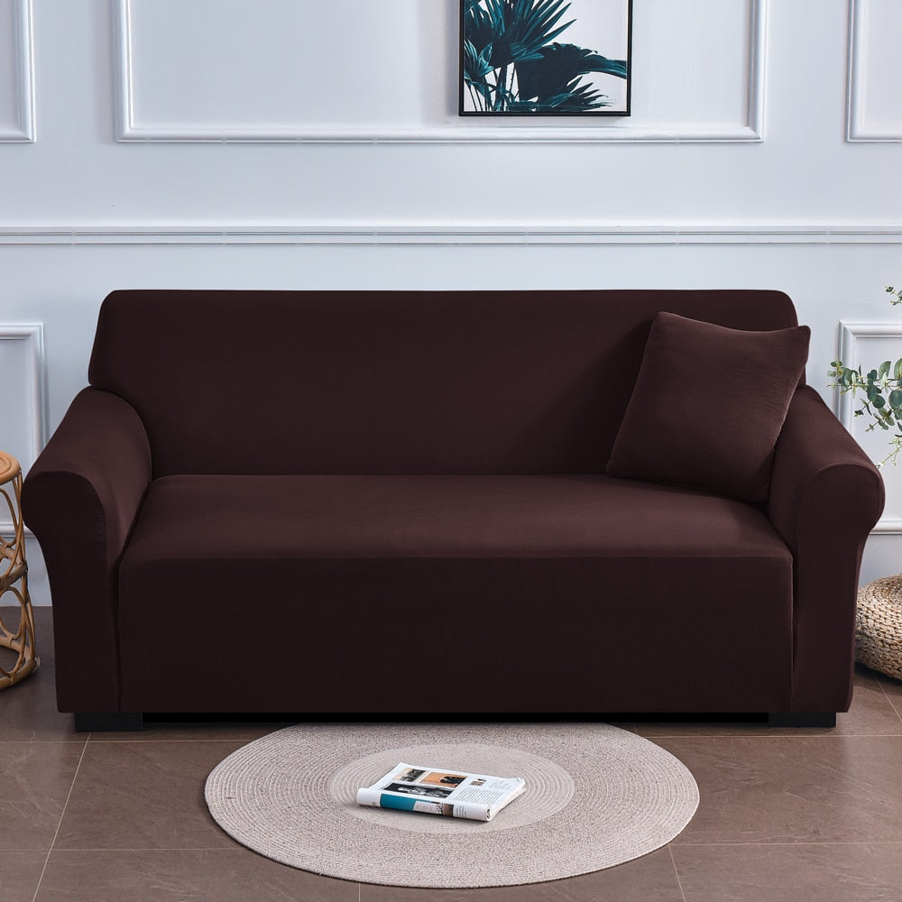 Stretch Sofabezug Deluxe, einfarbig dunkelbraun / Minikauf.ch