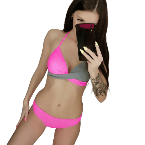 Sexy Bikini "Wildlife", rosa & grün / Minikauf.ch