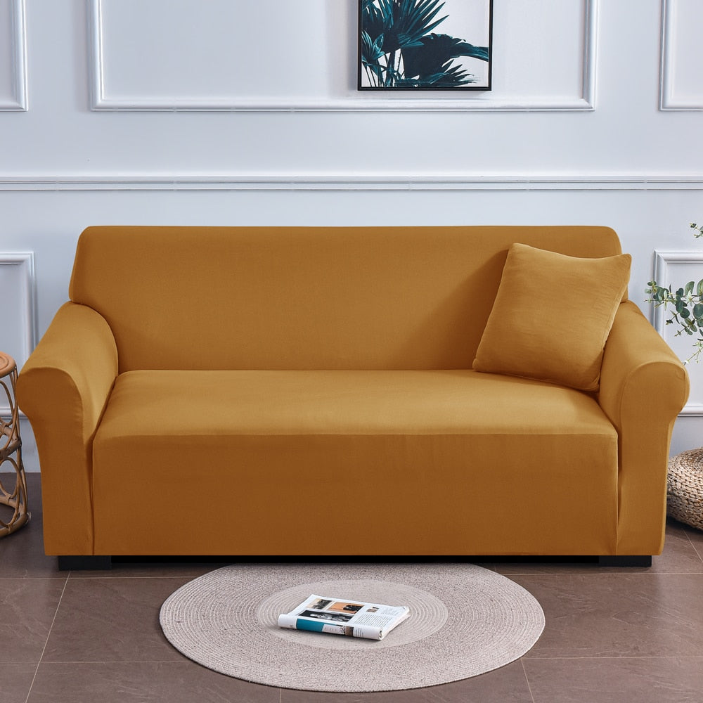 Stretch Sofabezug Deluxe, einfarbig Kamel / Minikauf.ch