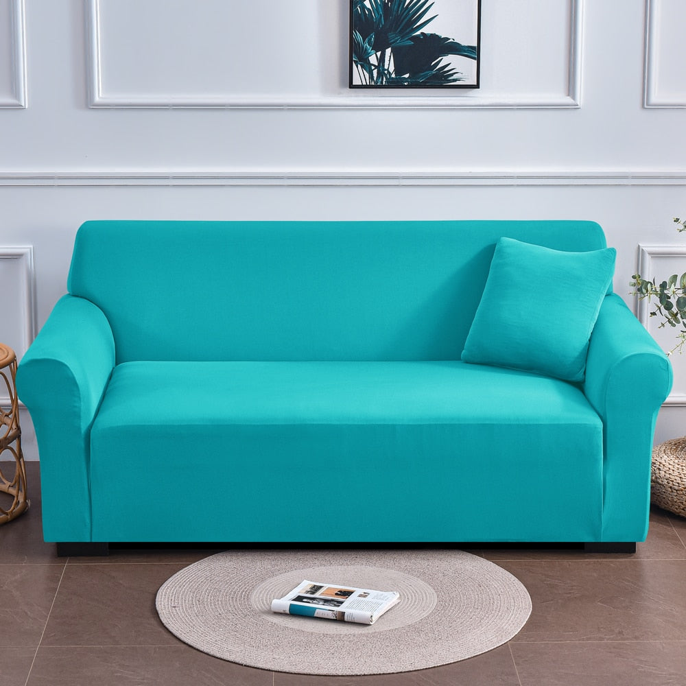 Stretch Sofabezug Deluxe, einfarbig hellblau / Minikauf.ch