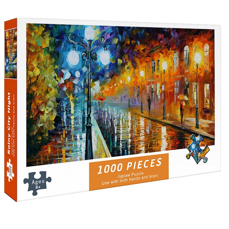 Puzzle 1000 Teile für Erwachsene, Regnerische Nacht der Stadt / Minikauf.ch
