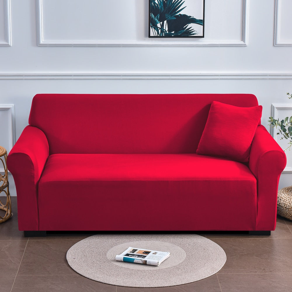 Stretch Sofabezug Deluxe, einfarbig rot / Minikauf.ch