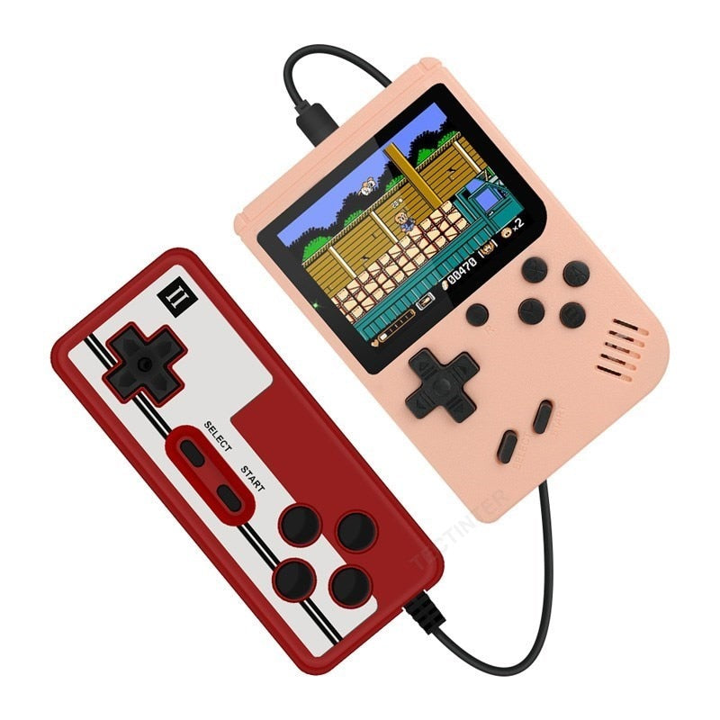 Mini Spielekonsole 3,0" Display mit 400 Spiele, pink mit Gamepad / Minikauf.ch