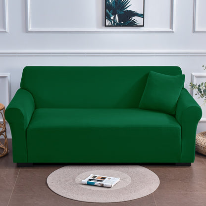 Stretch Sofabezug Deluxe, einfarbig dunkelgrün / Minikauf.ch