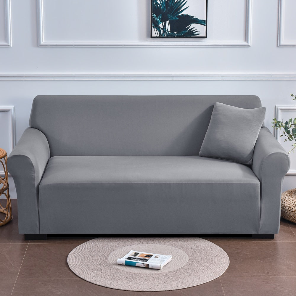Stretch Sofabezug Deluxe, einfarbig hellgrau / Minikauf.ch