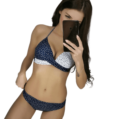 Sexy Bikini "Wildlife", blau & weiss gepunktet / Minikauf.ch
