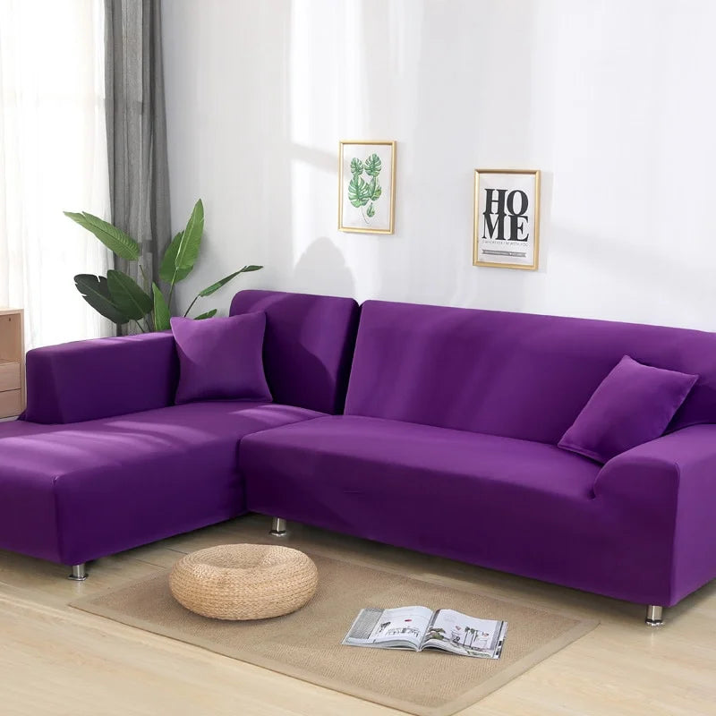 Stretch Sofabezug, einfarbig violett / Minikauf.ch