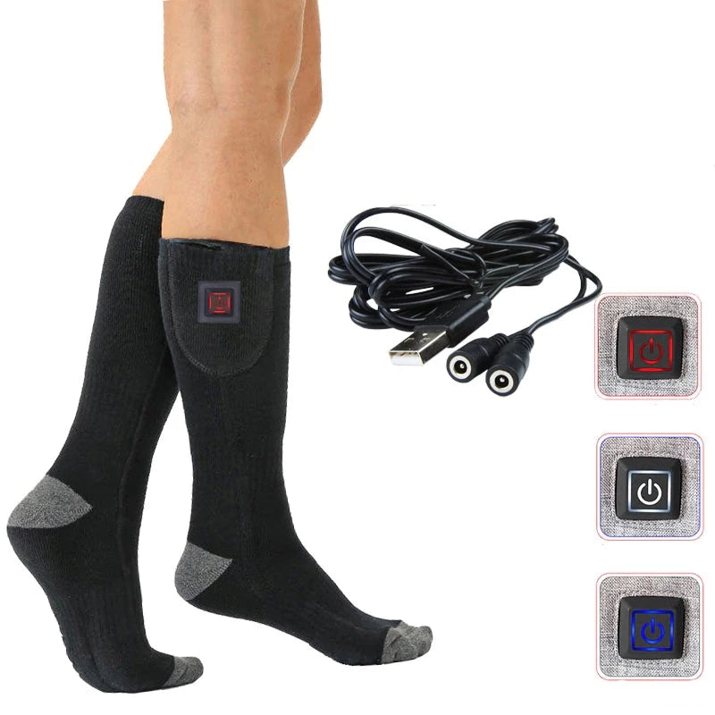 USB beheizbare Socken, schwarz mit USB Kabel / Minikauf.ch