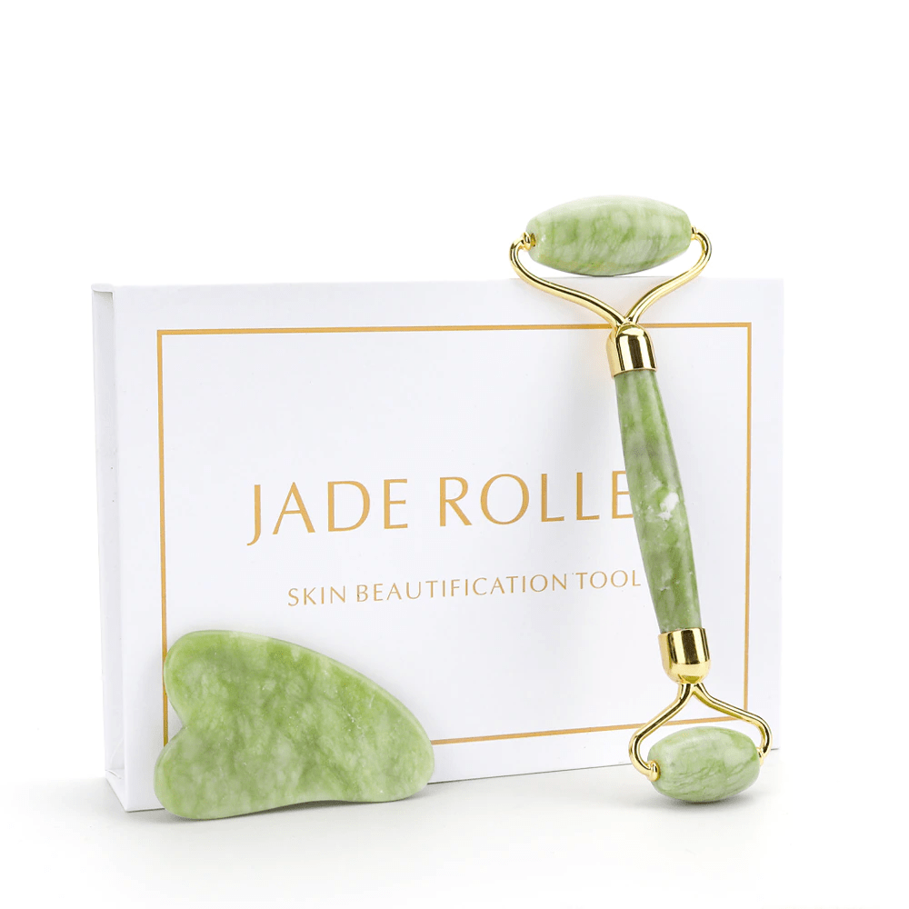 Jade Roller Set aus Rosenquarz grün kaufen im Schweizer Shop / Minikauf.ch