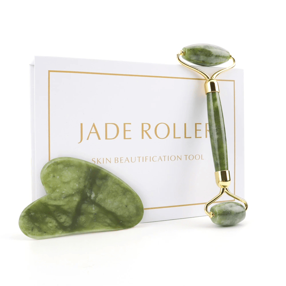 Jade Roller Set aus Rosenquarz grün kaufen im Schweizer Shop / Minikauf.ch