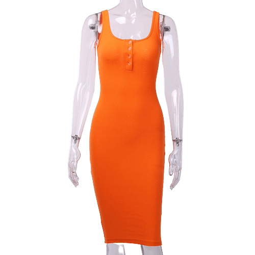 Knielänge Kleid "Roxy", Orange / Minikauf.ch