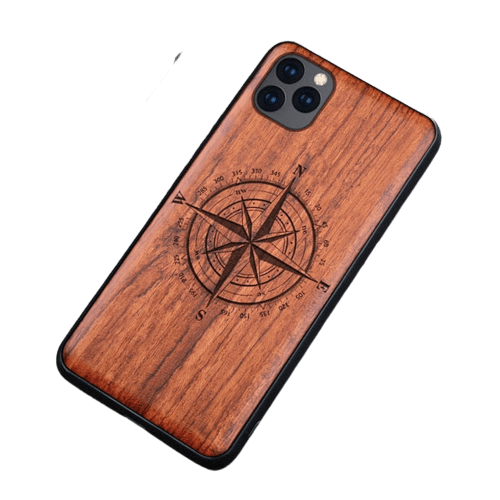 Natürliche Holz Handyhülle für iPhone + Samsung, Kompass / Minikauf.ch