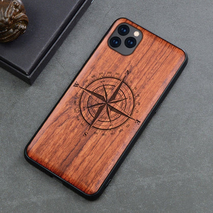 Natürliche Holz Handyhülle für iPhone + Samsung, Kompass / Minikauf.ch