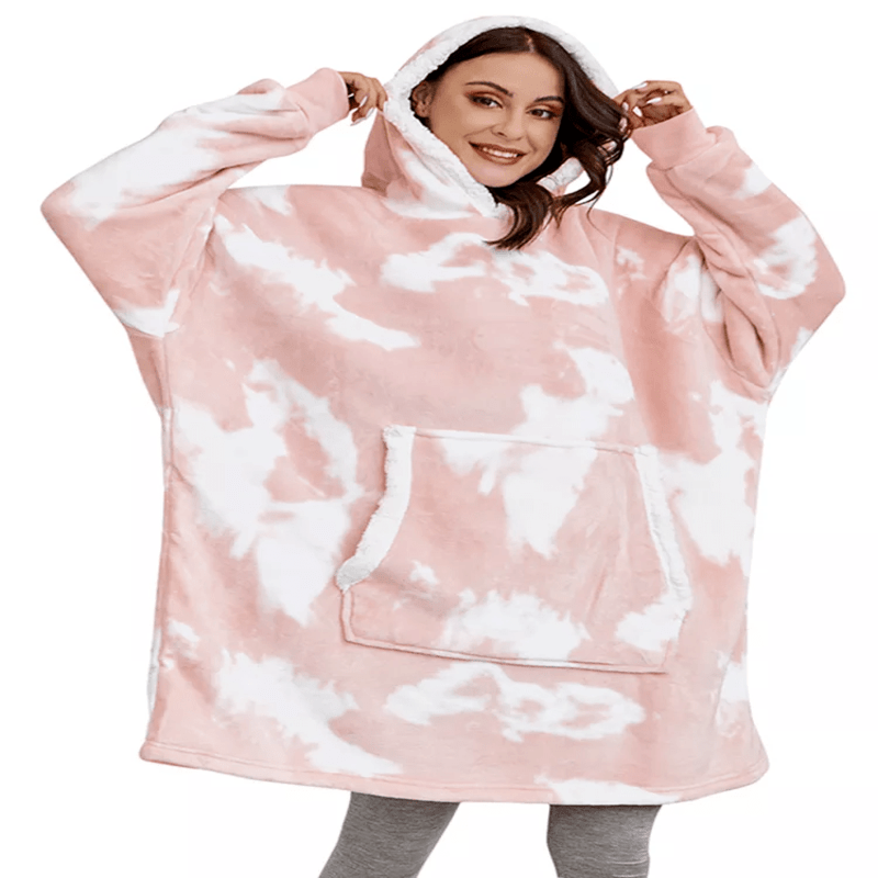 Eskimo Decken-Hoodie mit Kapuze, Tie-Dye Style pink / Minikauf.ch